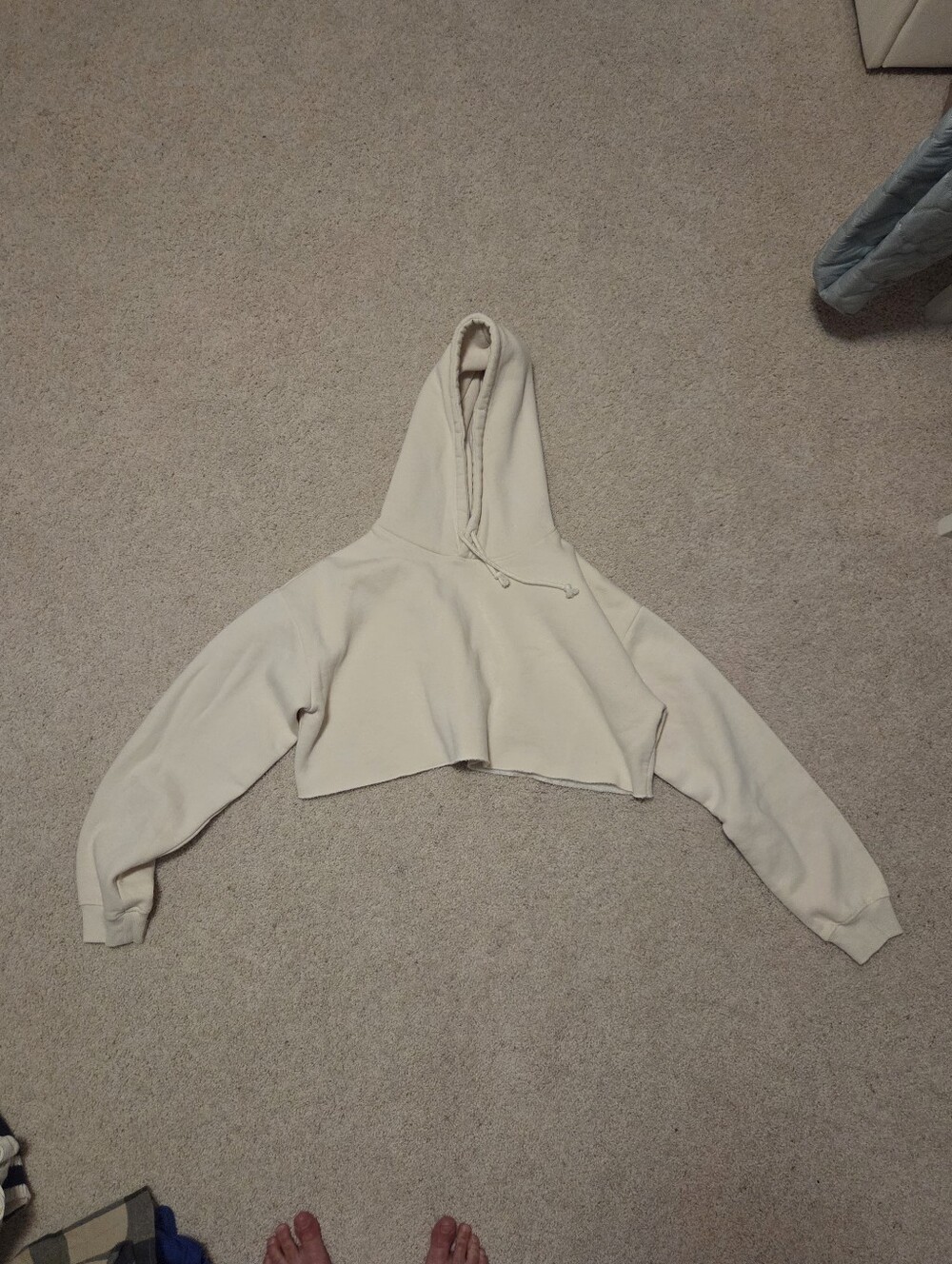 Forever 21 Cream Cropped Hoodie